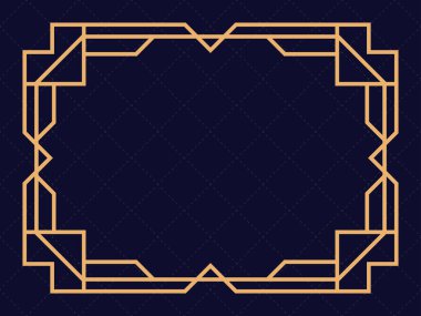 Art deco çerçeve. Klasik doğrusal sınır. Davetiyeler, broşürler ve tebrik kartları için bir şablon tasarla. 1920 'lerin ve 1930' ların tarzı. Vektör illüstrasyonu