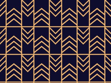 Art deco kusursuz desen. 20 'li yılların doğrusal geometrik sanatı. Vektör illüstrasyonu
