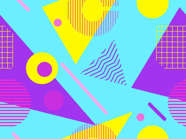 Pola Memphis Mulus Dengan Bentuk Geometris Dalam Gaya Tahun Delapan - Stok Vektor