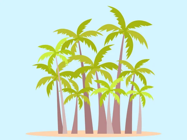 Палм Гроув Тропические Пальмы Плоском Стиле Типографический Фон Рекламы Открыток — стоковый вектор