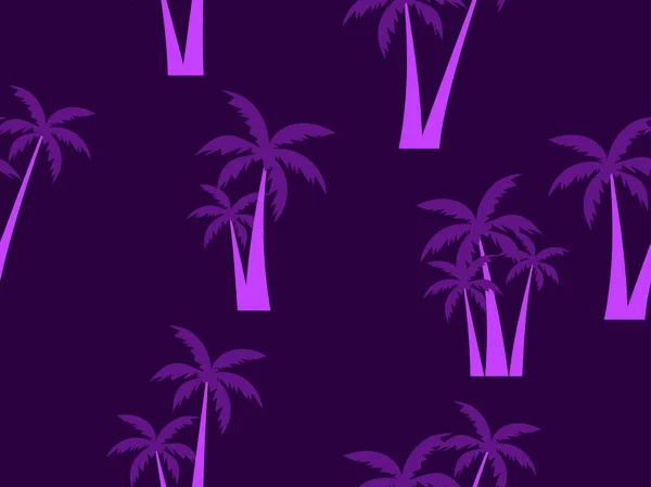 Пальмовые Деревья Бесшовный Узор Фиолетовый Цвет Тропические Джунгли Экзотический Фон — стоковый вектор