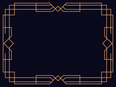Art deco çerçeve. Klasik doğrusal sınır. Davetiyeler, broşürler ve tebrik kartları için bir şablon tasarla. 1920 'lerin ve 1930' ların tarzı. Vektör illüstrasyonu