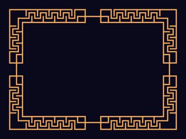 Art deco çerçeve. Klasik doğrusal sınır. Davetiyeler, broşürler ve tebrik kartları için bir şablon tasarla. 1920 'lerin ve 1930' ların tarzı. Vektör illüstrasyonu