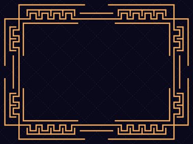 Art deco çerçeve. Klasik doğrusal sınır. Davetiyeler, broşürler ve tebrik kartları için bir şablon tasarla. 1920 'lerin ve 1930' ların tarzı. Vektör illüstrasyonu