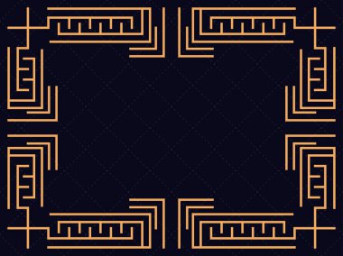 Art deco çerçeve. Klasik doğrusal sınır. Davetiyeler, broşürler ve tebrik kartları için bir şablon tasarla. 1920 'lerin ve 1930' ların tarzı. Vektör illüstrasyonu