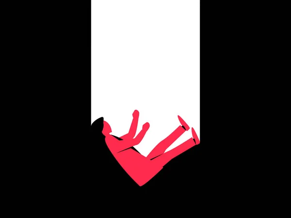 Tombé Plat Avec Une Longue Ombre Silhouette Rouge Mâle Sur — Image vectorielle