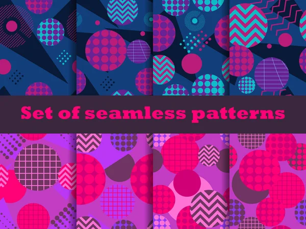 Memphis Seamless Pattern Set Geometric Shapes Style 80S Eighties Print — Stock Vector