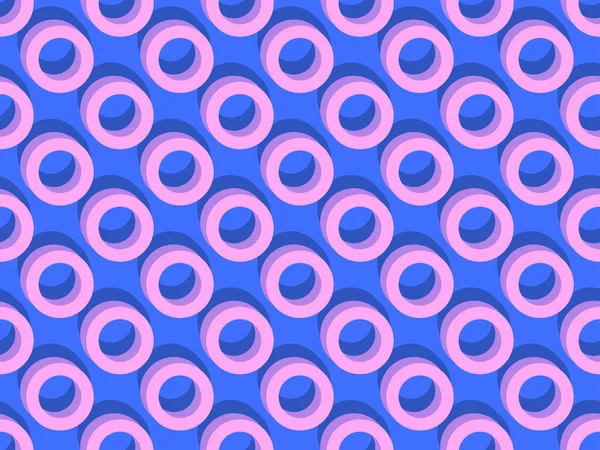 影のシームレスなパターンを持つ3D円 青と紫の色 販促品 包装紙 印刷の背景 ベクターイラスト — ストックベクタ