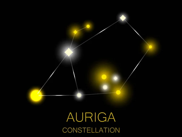 Constelación Auriga Estrellas Amarillas Brillantes Cielo Nocturno Cúmulo Estrellas Espacio — Vector de stock
