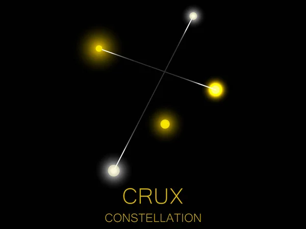 Constelación Crux Estrellas Amarillas Brillantes Cielo Nocturno Cúmulo Estrellas Espacio — Vector de stock
