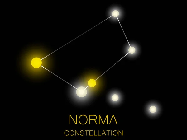 Constelación Norma Estrellas Amarillas Brillantes Cielo Nocturno Cúmulo Estrellas Espacio — Vector de stock