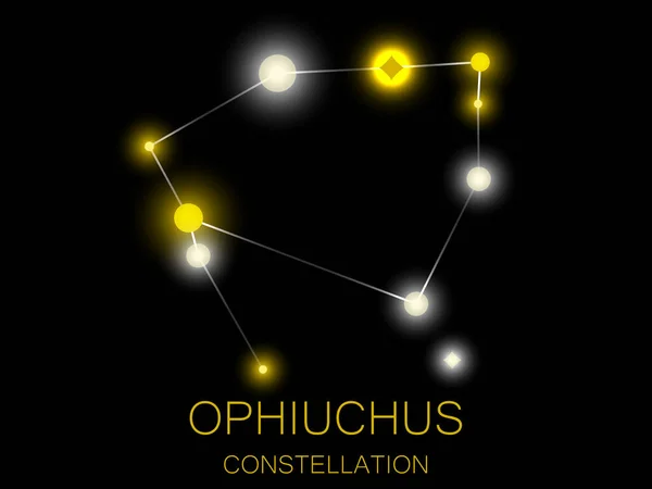 Constelación Ophiuchus Estrellas Amarillas Brillantes Cielo Nocturno Cúmulo Estrellas Espacio — Vector de stock