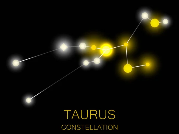 Constelación Tauro Estrellas Amarillas Brillantes Cielo Nocturno Cúmulo Estrellas Espacio — Vector de stock