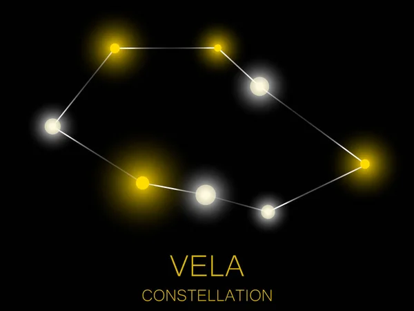 Constelación Vela Estrellas Amarillas Brillantes Cielo Nocturno Cúmulo Estrellas Espacio — Vector de stock