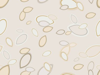 Balkabağı tohumları kusursuz desen. Zengin besin değeri olan sağlıklı yiyecekler. Paket kağıdı, baskı, kumaş ve baskı için arka plan. Vektör illüstrasyonu