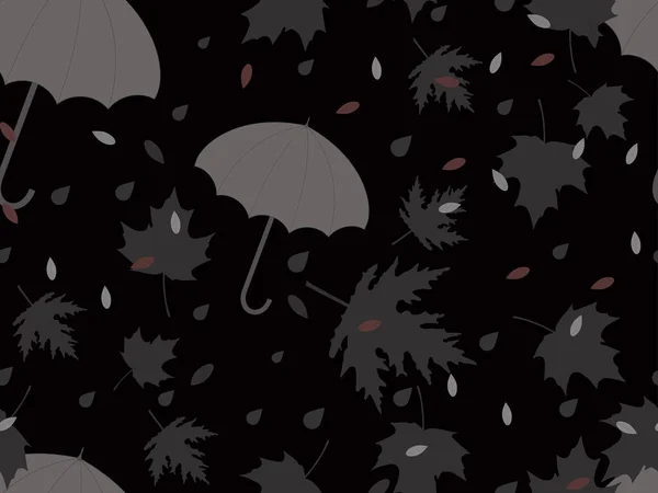 Осінній Безшовний Візерунок Парасольками Листям Падіння Листя Падіння Листя Барвисті — стоковий вектор
