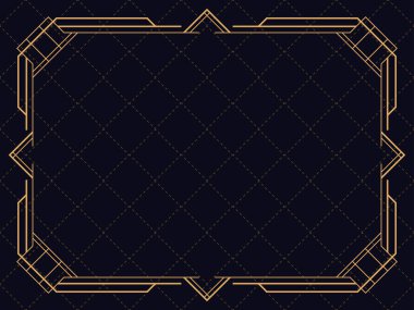 Art deco çerçeve. Klasik doğrusal sınır. Davetiyeler, broşürler ve tebrik kartları için bir şablon tasarla. 1920 'lerin tarzı - 1930' lar. Vektör illüstrasyonu