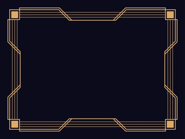 Art deco çerçeve. Klasik doğrusal sınır. Davetiyeler, broşürler ve tebrik kartları için bir şablon tasarla. 1920 'lerin tarzı - 1930' lar. Vektör illüstrasyonu