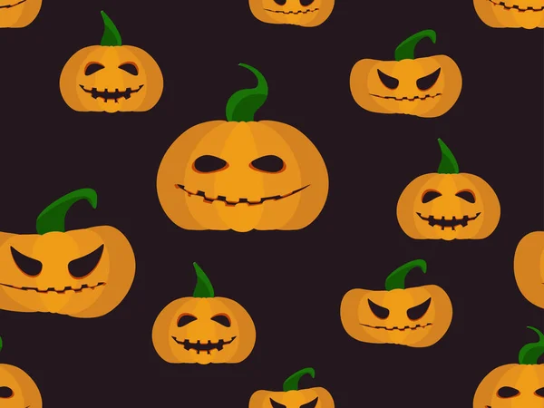 Gruselige Halloween Kürbisse Mit Nahtlosem Muster Buchstabenlaterne Festlicher Hintergrund Für — Stockvektor