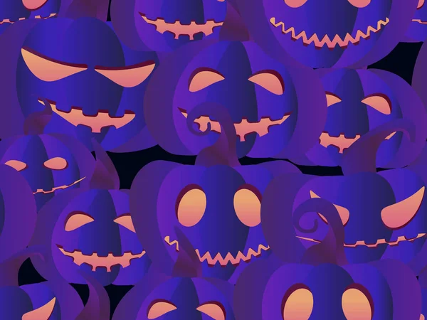 Patrón Espeluznante Calabazas Halloween Sin Costuras Jack Linterna Fondo Festivo — Vector de stock
