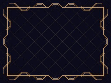 Art deco çerçeve. Klasik doğrusal sınır. Davetiyeler, broşürler ve tebrik kartları için bir şablon tasarla. 1920 'lerin tarzı - 1930' lar. Vektör illüstrasyonu