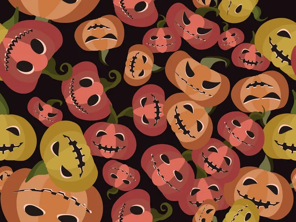 Patrón Sin Costuras Halloween Con Calabazas Miedo Diseño Plano Jack — Vector de stock
