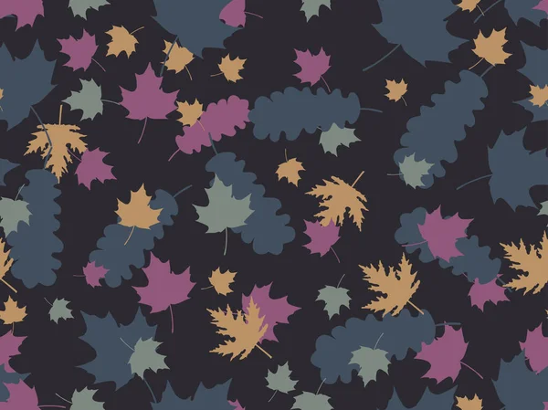 跌落留下无缝图案 秋天的叶子 秋天的叶子 橡树和枫树包装纸 面料和印花的背景 矢量说明 — 图库矢量图片