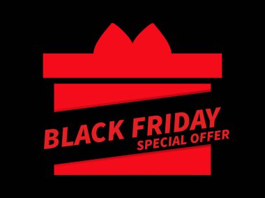 Kara Cuma özel teklifi. Siyah arka planda fiyonklu hediye kutuları. Büyük indirim. Promosyon ürünleri, afişler, el ilanları ve hediye kartları için tasarım. Vektör illüstrasyonu