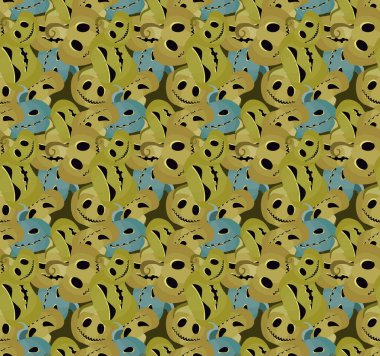 Ürkütücü balkabakları kusursuz desen. Balkabağı feneri. Kağıt, baskı, kumaş ve baskı için cadılar bayramı festivali arka planı. Vektör illüstrasyonu