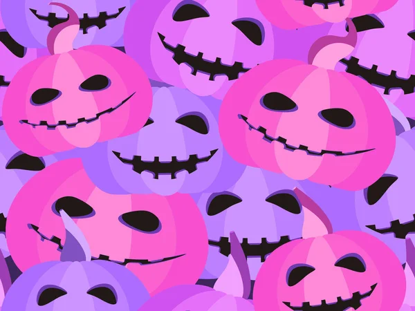 Patrón Espeluznante Calabazas Halloween Sin Costuras Jack Linterna Fondo Festivo — Vector de stock