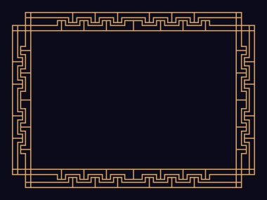 Art deco çerçeve. Klasik doğrusal sınır. Davetiyeler, broşürler ve tebrik kartları için bir şablon tasarla. 1920 'lerin tarzı - 1930' lar. Vektör illüstrasyonu
