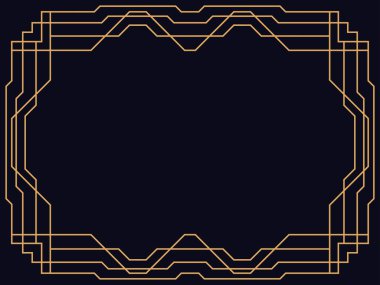 Art deco çerçeve. Klasik doğrusal sınır. Davetiyeler, broşürler ve tebrik kartları için bir şablon tasarla. 1920 'lerin tarzı - 1930' lar. Vektör illüstrasyonu