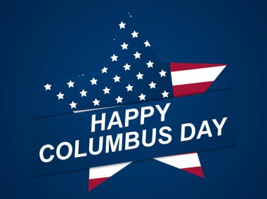 Columbus Günün kutlu olsun. Amerika 'nın kaşifi. Yıldız ve ABD bayrağıyla tebrik kartı tasarımı. Vektör illüstrasyonu