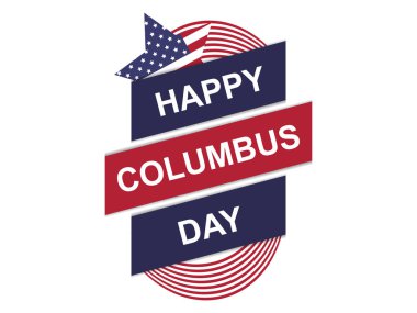 Columbus Günün kutlu olsun. Amerika 'nın kaşifi. Yelkenli gemi ve Birleşik Devletler bayrağı. Tebrik kartı tasarla. Vektör illüstrasyonu