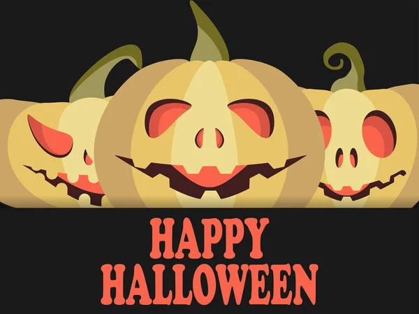 Joyeux Halloween Octobre Des Citrouilles Festives Des Visages Horribles Conception — Image vectorielle