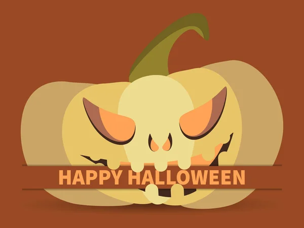 Buon Halloween Ottobre Zucca Festiva Faccia Malvagia Spaventosa Progettazione Banner — Vettoriale Stock
