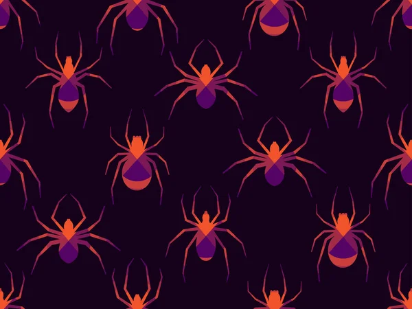 Spiders seamless pattern of different colors. Halloween background with scary spiders, design for printing on flyers, invitations and wrapping paper. Vector illustration — Stock Illustration Spiders Seamless Pattern Different Colors Halloween Background Scary Spiders Design Vector Graphics