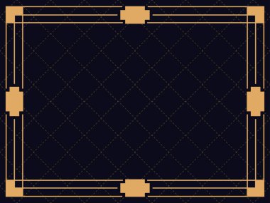 Art deco çerçeve. Klasik doğrusal sınır. Davetiyeler, broşürler ve tebrik kartları için bir şablon tasarla. 1920 'lerin tarzı - 1930' lar. Vektör illüstrasyonu