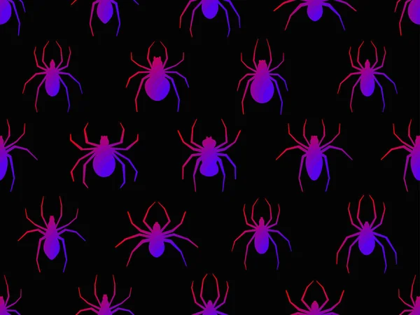 Spiders seamless pattern. Halloween background with scary spiders, design for printing on flyers, invitations and wrapping paper. Vector illustration — Stock Illustration Spiders Seamless Pattern Halloween Background Scary Spiders Design Printing Flyers Stock Vector