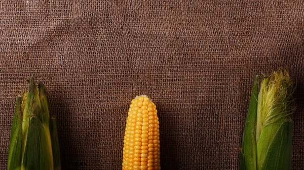 成熟的玉米粗麻布背景 — 图库照片