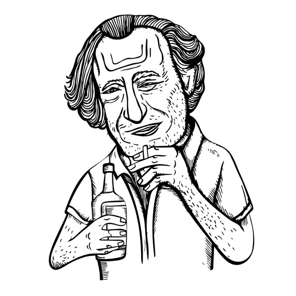 Vector Gestileerde Portret Van Beroemde Schrijver Charles Bukowski — Stockvector