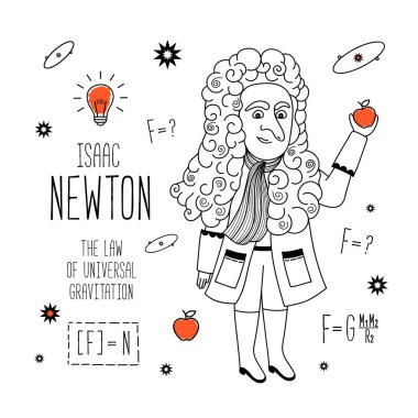 Isaac Newton' ı. Vektör çizimi. 