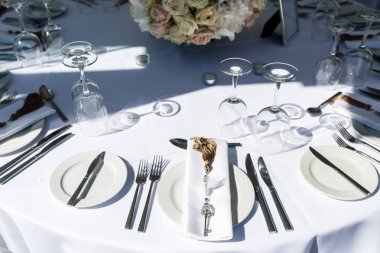 Deniz kıyısında Yunan sahilinde elma ağacı kutlamak için bakımlı tablo. Kutlamaya hazırlık