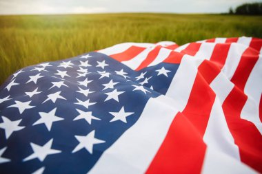 Amerikan bayrağı çimlerin üzerinde yatıyor