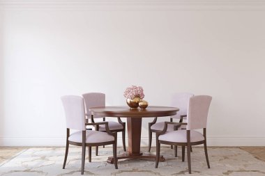 Dining-room in neoclassic style. Interior mockup. 3d render. clipart