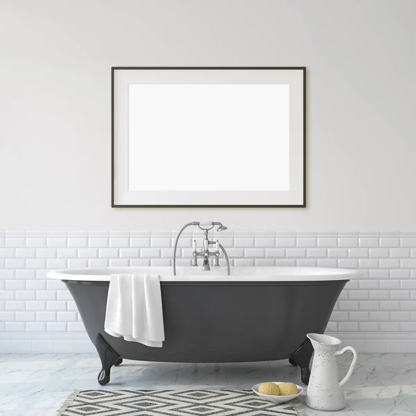 Romantisches Badezimmer Interieur Und Rahmen Attrappe Darstellung — Stockfoto
