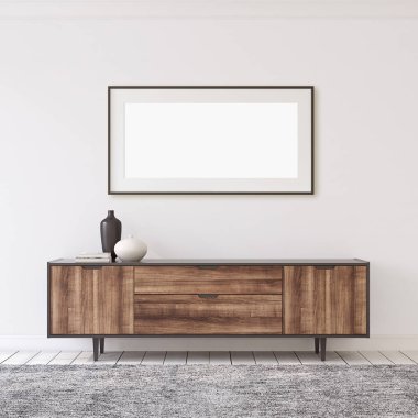 İç ve çerçeve mockup. Modern koridor. 3D render.