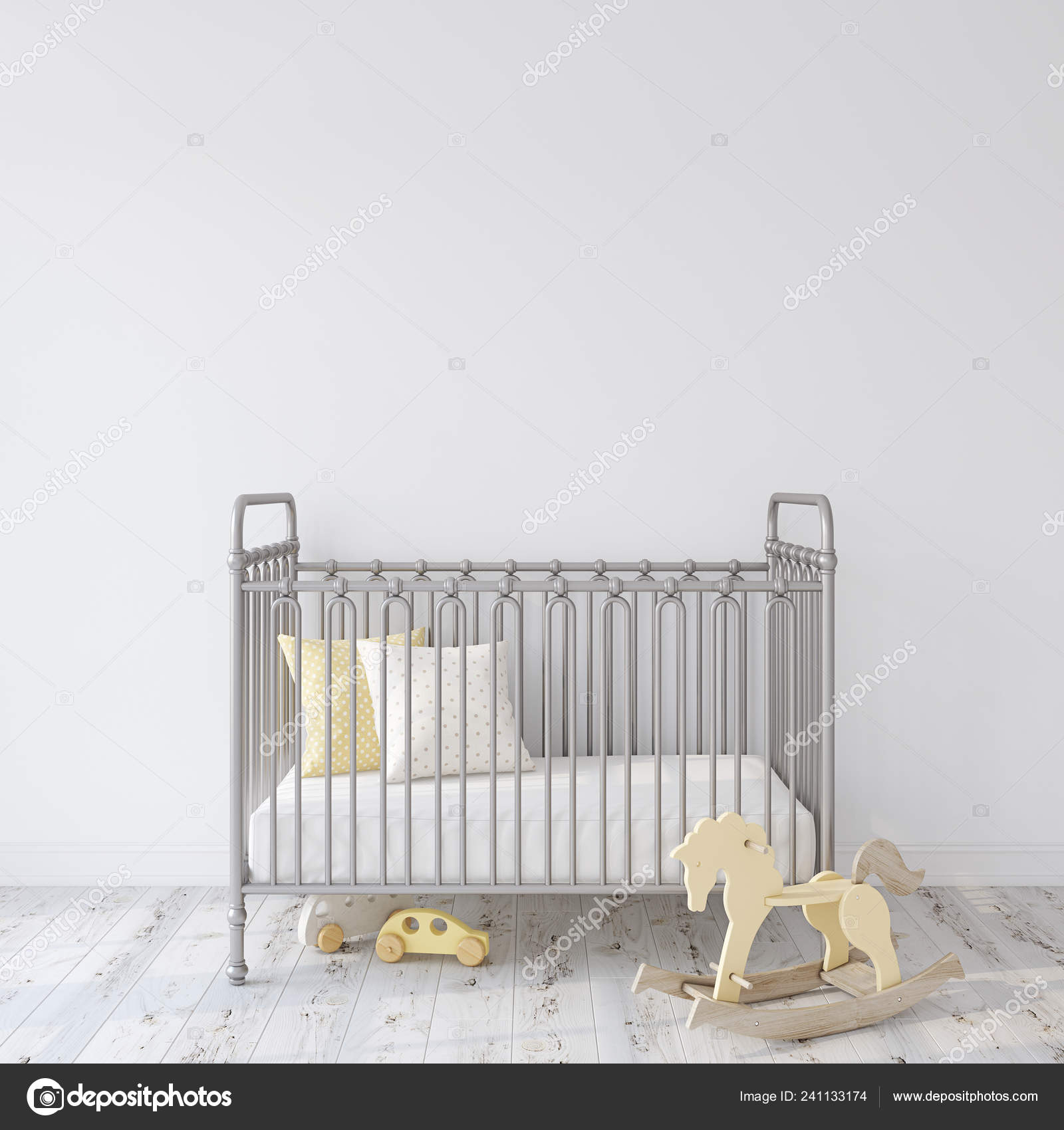 gray metal crib