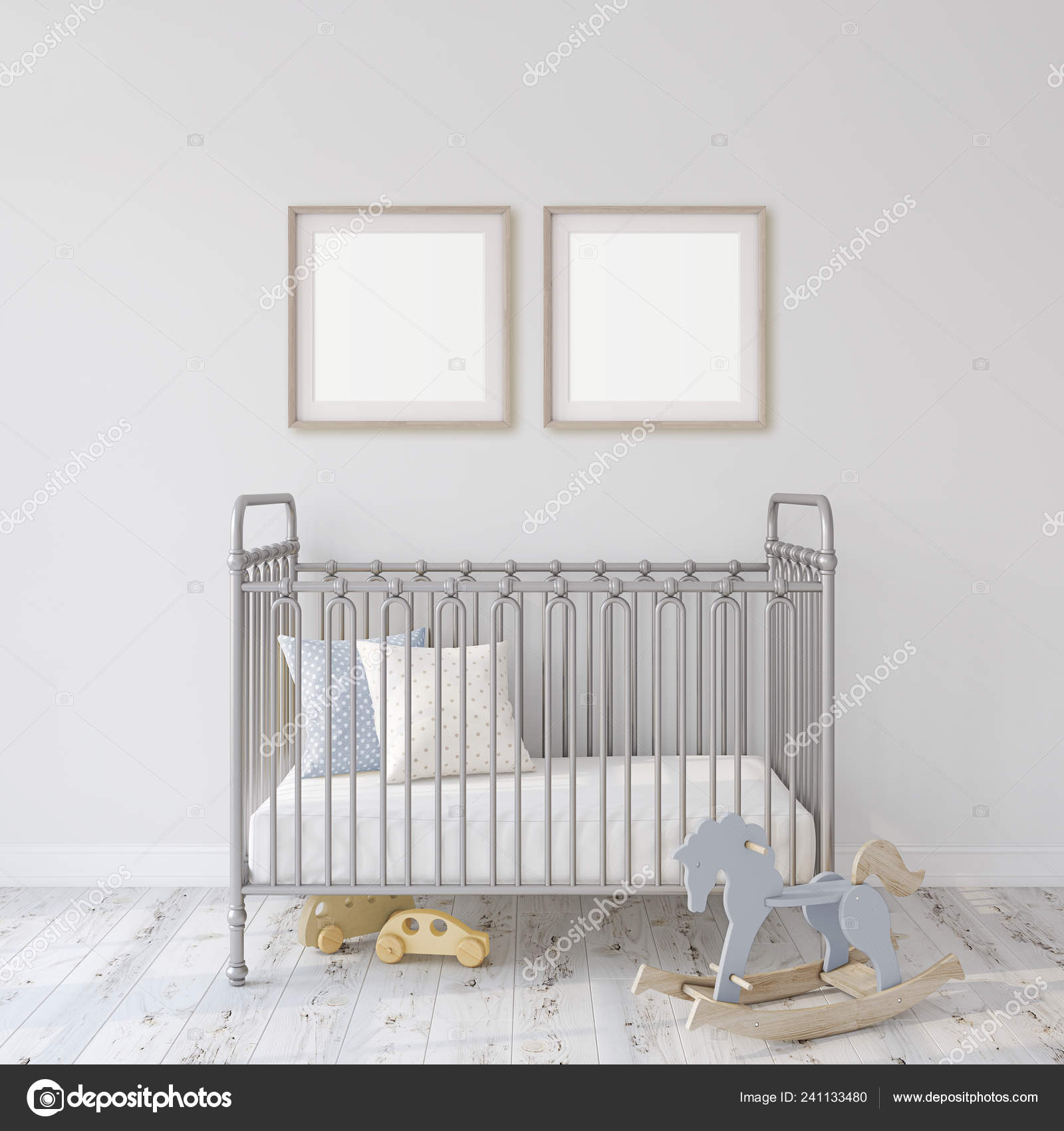 gray metal crib