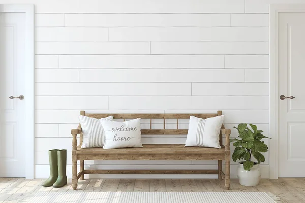 Modern çiftlik evi girişi. 3d render.